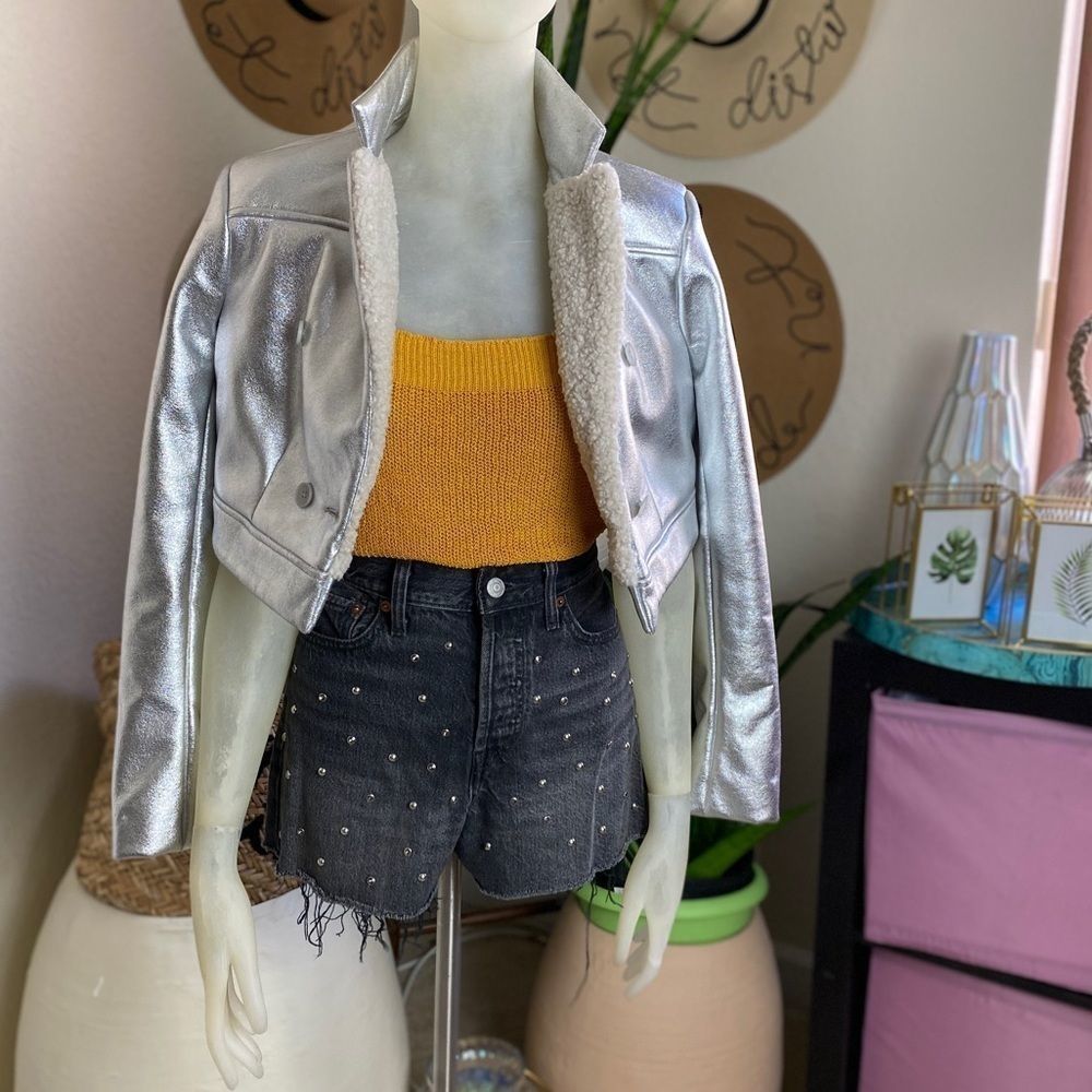 BCBG Cropped Metallic Jacket